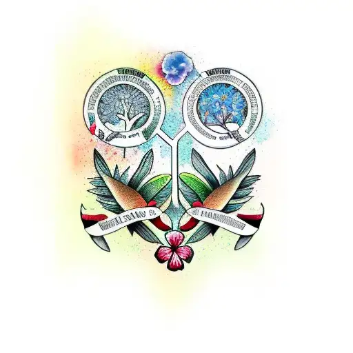 Family Tree With Hawaiian Flowers