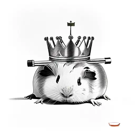 Guinea Pig In Jordans And A Crown Holding Bottle Of Whiskey