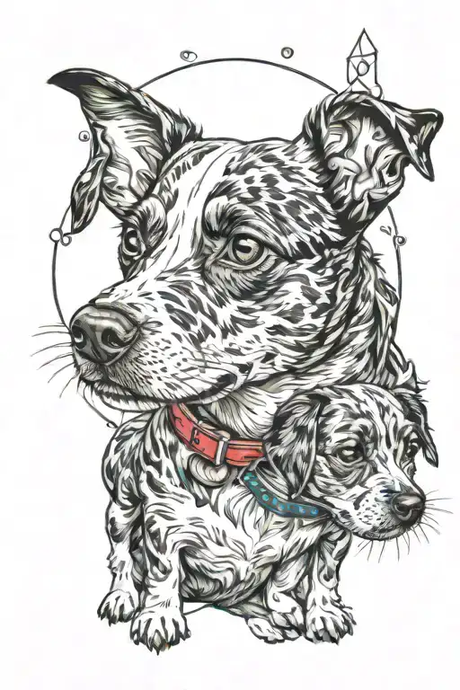 Trippy Scenery Of A Brindle Jack Russel Puppy And His Owner Staring Into Space