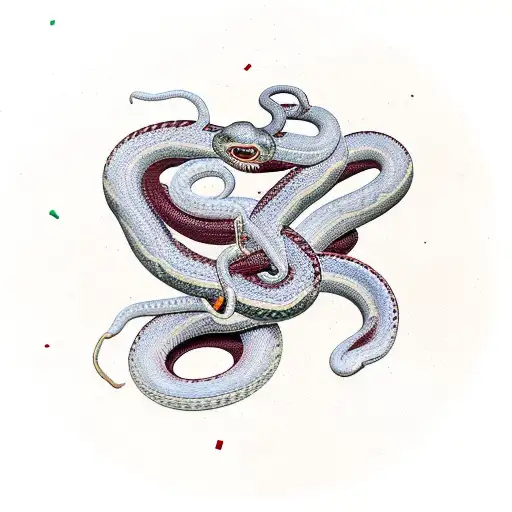 Coiled Snake Above The Clock With Burgundy Petals Scattered Everywhere