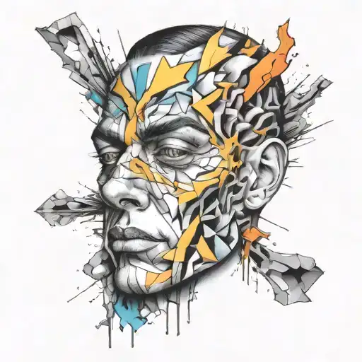 Psychedelic Fractured Face Forearm