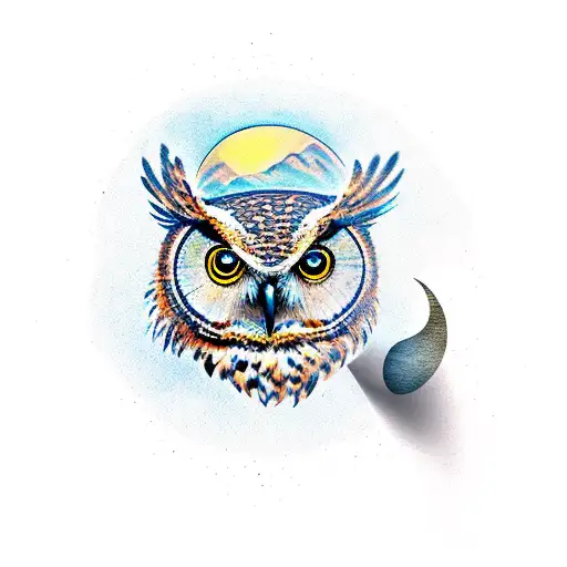 Owl With Moon