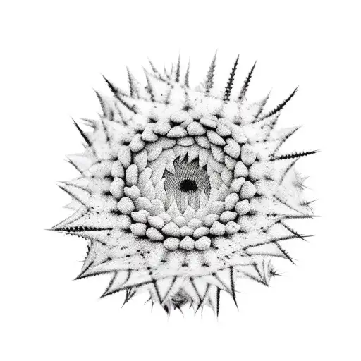 A Realistic Cactus With Flower With Inticate Rock Formations And Sunflowers At Its Base