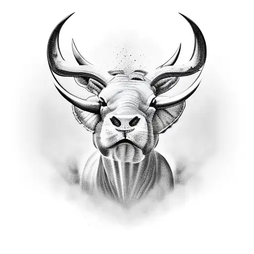 Charging Ox With Background Designs