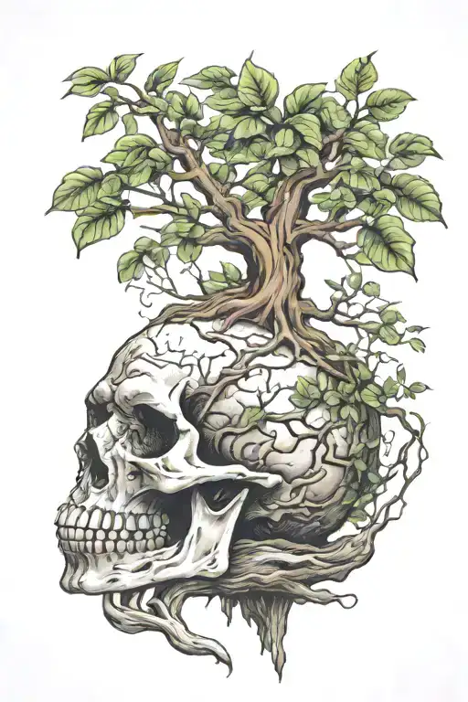 Bonsai Growing Out Of Skull