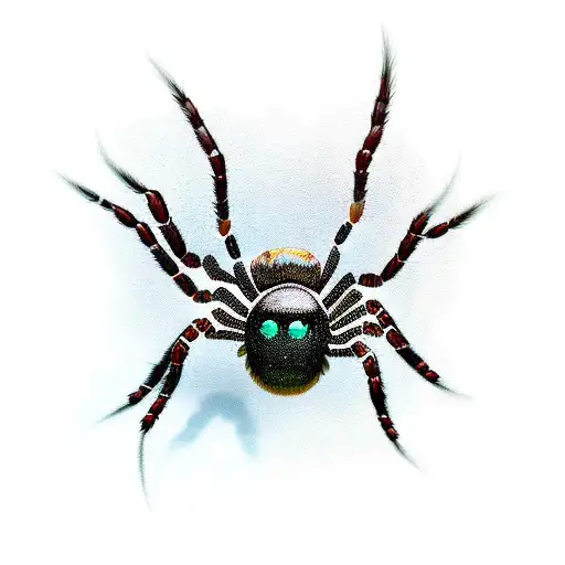 Spider In Motion With Lovecraftian Background