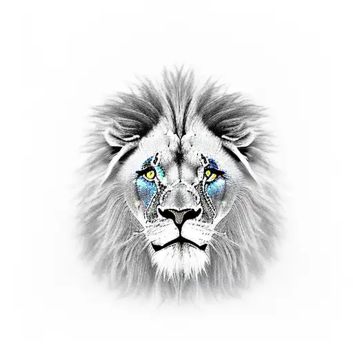 Black And Grey Lion With Blue Eyes