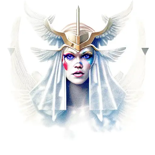 A Valkyrie That Wears A Anciant Greek Robe And That Has Red Hair
