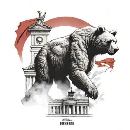 Berlib Bear Brandenburger Tor And Albanian Flag