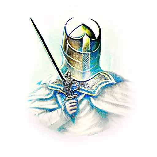 Dark Fantasy Medeival Knight Holding Sword