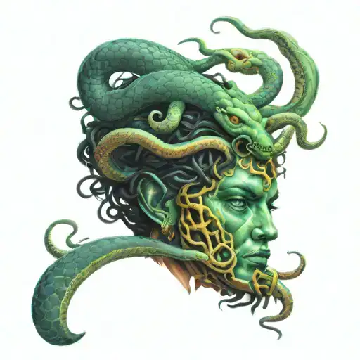 Medusa Head With One Snake Wrapped