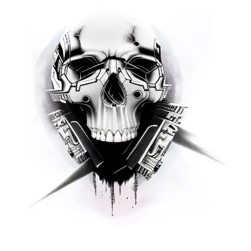 Cyber Punk Style Skull