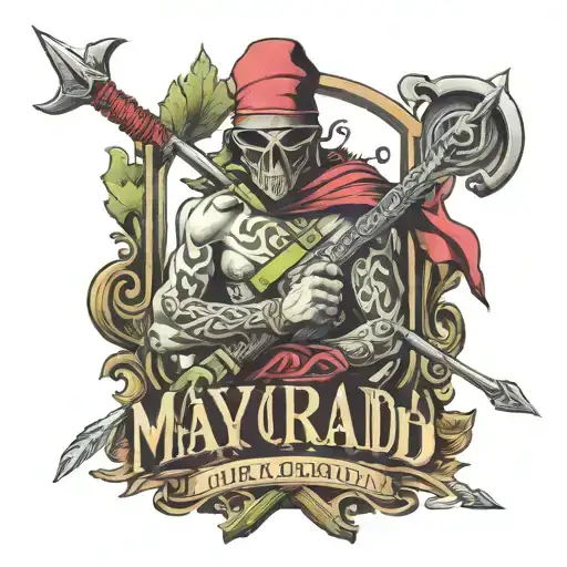 The Word Maynard With A Sword And Arrow Through The Word
