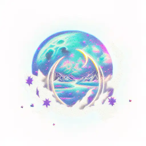 Subaru Wrx In Front Of Stars And Moon