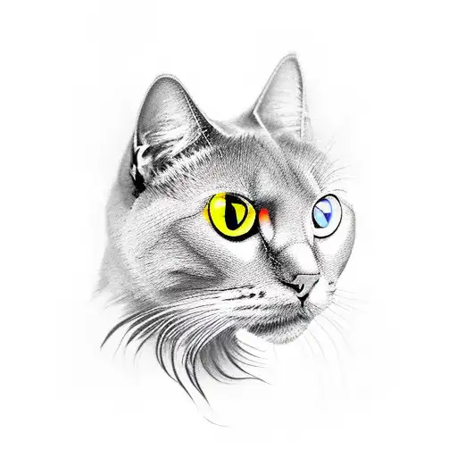 A Black Cat With Yellow Eye