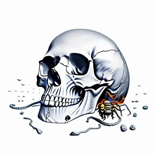 Skull And Bugs And Fire