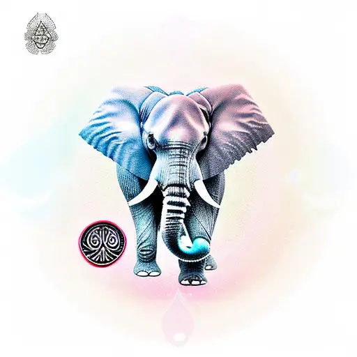 A Majestic Elephant Surrounded By Intricate Yoga Symbols