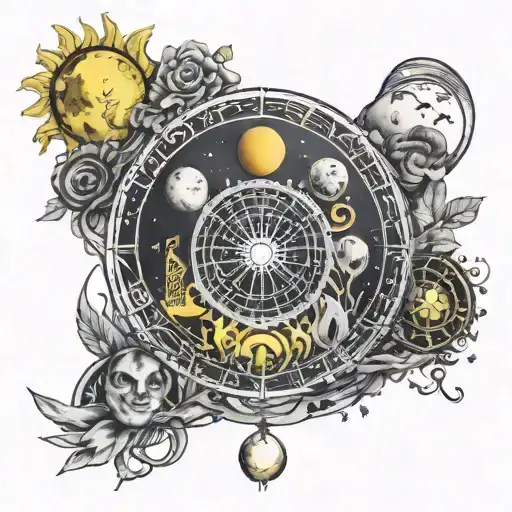 Moon Phases Intertwined With Tarot Cards And Witchcraft Symbols