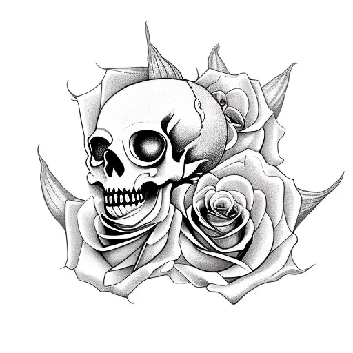 Rose Flower Skull Dragon