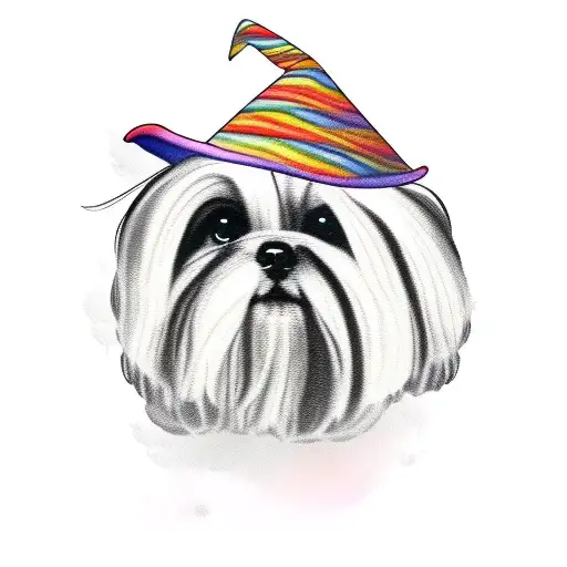 A Shih Tzu Wearing A Witch Hat