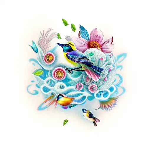 Birds And Flowers Transition Space Horror