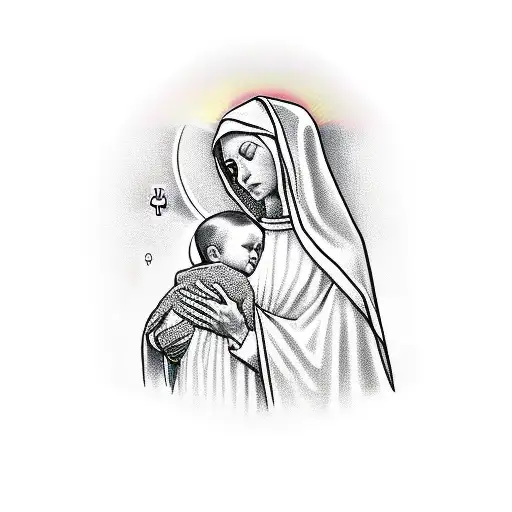 Mother Mary Holding Rosary