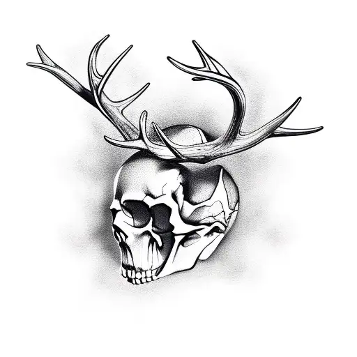 Skull With Deer Antlers