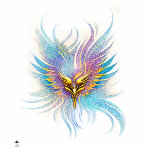 A Gold Tattoo Of A Phoenix
