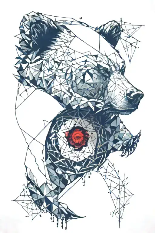 Geometric Bear With Sharingan Eye That's Crying Blood