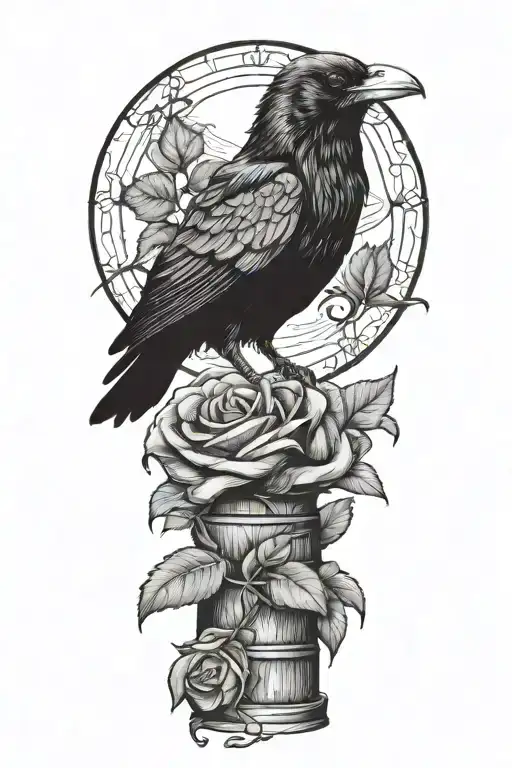 Black Rose Raven Perched On A Stack