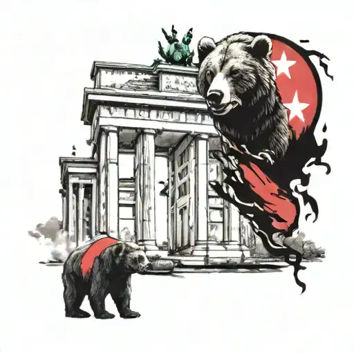 Berlin Bear Brandenburger Tor And Albanian Flag