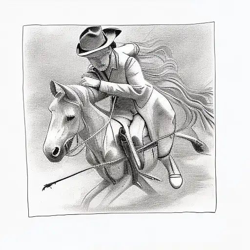 A Man And A Woman Riding A Horse