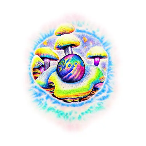 Psychodelic Tattoo Mushroom Sunset Agressive Psychodelic Edges