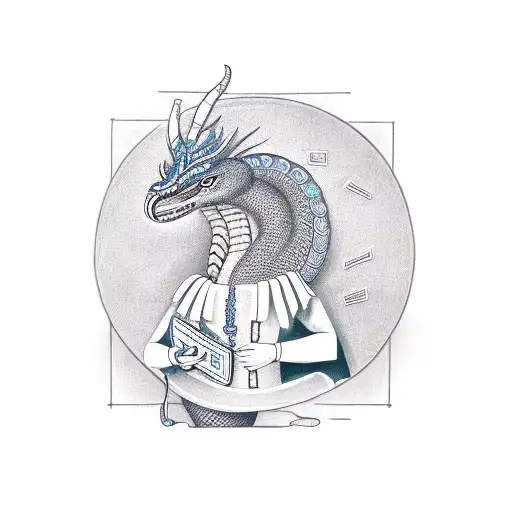 A Realistic Portrait Of Quetzalcoatl Wearing A Business Suit And Holding A Ledger