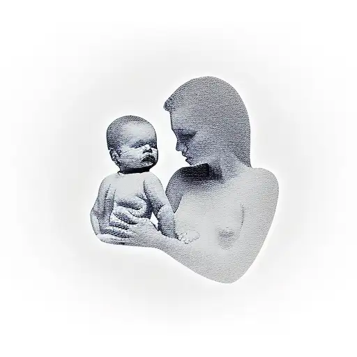 Silhouette Of A Mother Holding Her Baby With Love