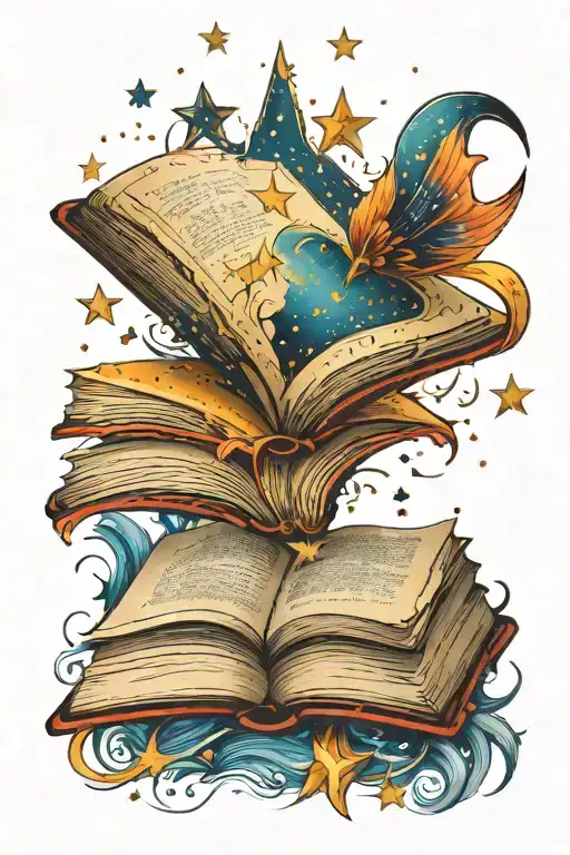 Opened Book And Stars