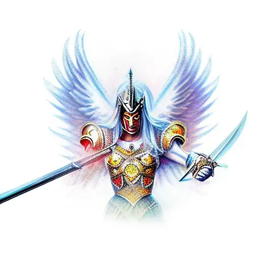 Angel Warrior With Sword And Wings