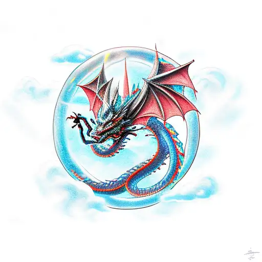 Dragon With Storm Background