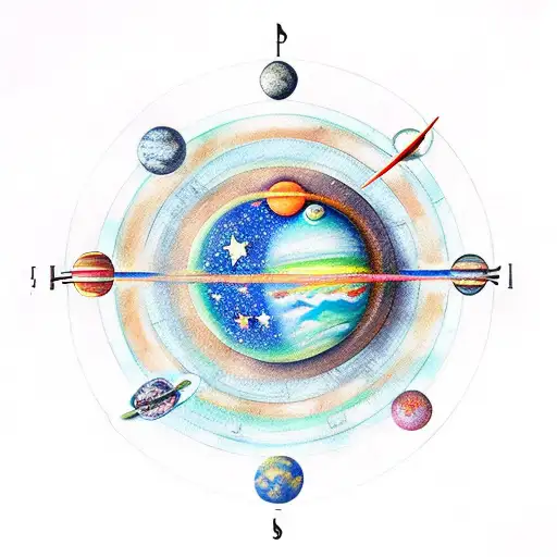 Symbols Of Planets With Planets In Water Colour And Constellatoons