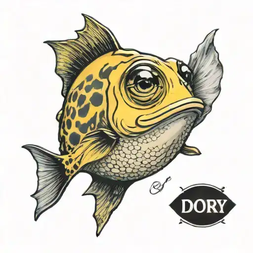 Dark Baby Dory With The Words Just Keep Swimming