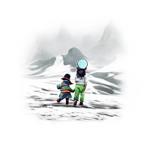 Little Boy On The Back Of A Woman Crossing Over The Us Border Looking For A Better Life