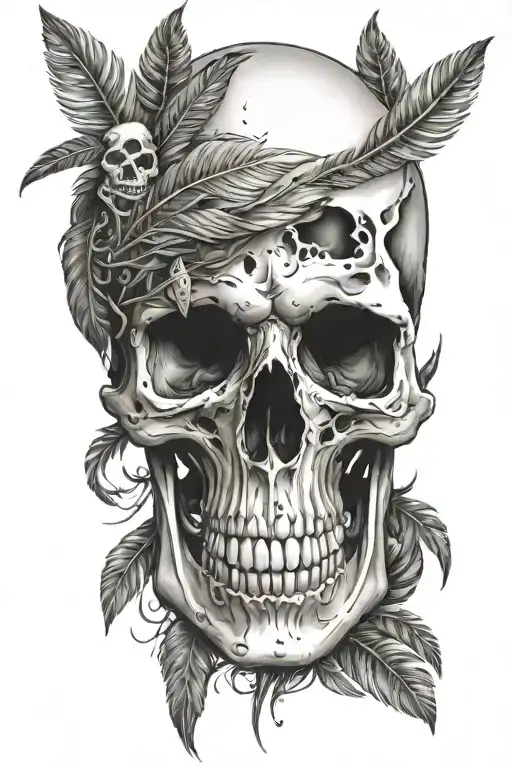 Skull With Feathers