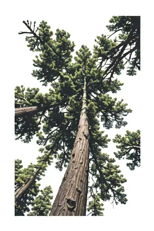 Redwood Forest Looking Up From Ground