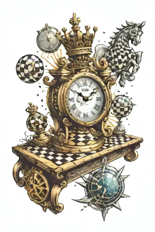 Chessboard King Piece Clock In Space Background