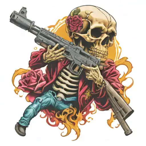 Skeleton Holding An Ak 47
