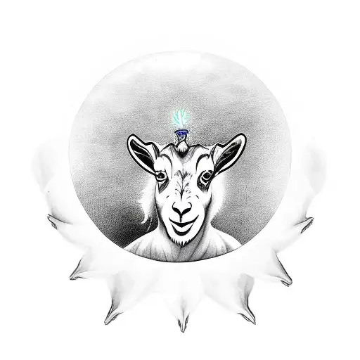 A Children Goat In A Ritual With Orbs And Candles