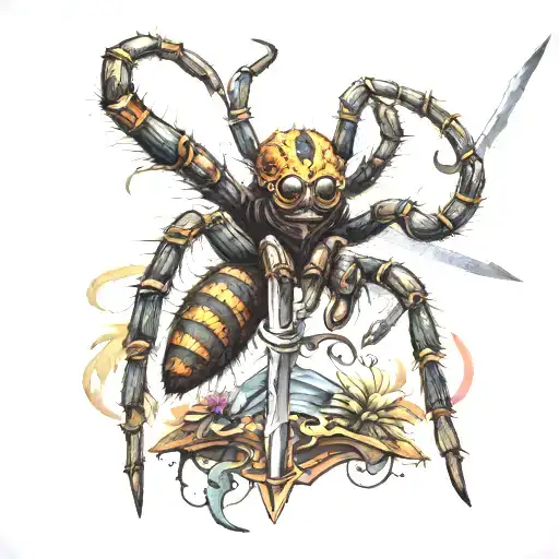 A Tarantula Wielding A Sword In A Video Game Setting