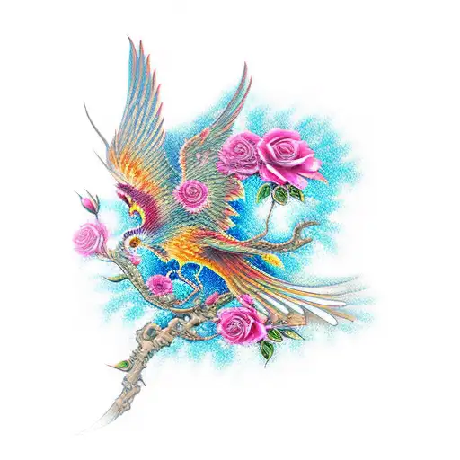 Japanese Phoenix With Roses