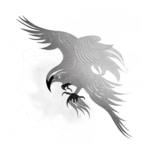 A Silhouette Of A Phoenix Flying During Night