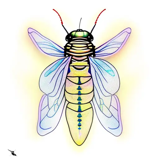Firefly Insect With A Heart Embedded In The Body Little Lines To Show The Light Eminating From Body